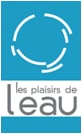 Logo Les Plaisirs de l'Eau - Spécialiste Bien-être Logo Les plaisirs de l'eau, cercle blanc stylisé sur fond bleu turquoise et texte gris épuré.